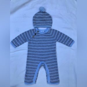 Mud pie infant gray and blue one piece sweater.